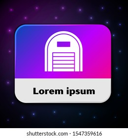 White Warehouse icon isolated on black background. Rectangle color button. Vector Illustration
