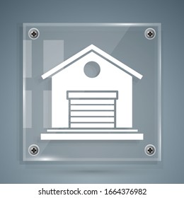 Icono de la Casa Blanca aislado en fondo gris. Paneles de vidrio cuadrado. Ilustración vectorial