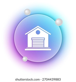 White Warehouse icon isolated on white background. Blue and purple gradient circle background. Vector