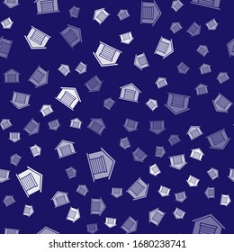 White Warehouse icon isolated seamless pattern on blue background.  Vector Illustration