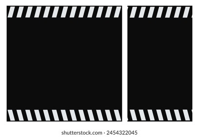 White Warning Lines with Copy Space on Black Background Posters Set for Safety, Construction, Attention Concepts. Square and Vertical Design Templates for Web, Print and Social Media