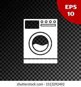 White Washer icon isolated on transparent dark background. Washing machine icon. Clothes washer - laundry machine. Home appliance symbol.  Vector Illustration