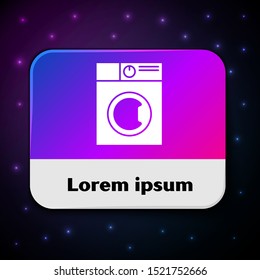 White Washer icon isolated on black background. Washing machine icon. Clothes washer - laundry machine. Home appliance symbol. Rectangle color button. Vector Illustration