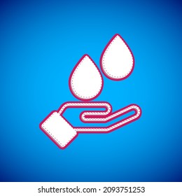 White Washing hands with soap icon isolated on blue background. Washing hands with soap to prevent virus and bacteria.  Vector