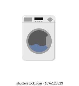 Lavadora blanca de estilo plano. aislado de fondo blanco. ilustración vectorial moderna