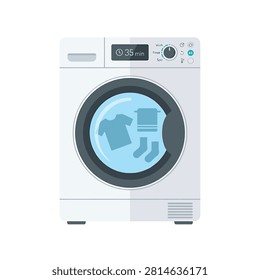 White washing machine front view closeup