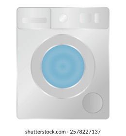 White Washing Machine Household Appliance Vector. Washing Machine Front View.