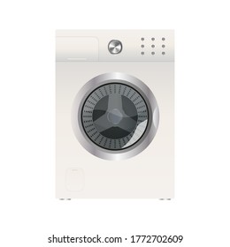 White washing machine isolated on a white background. Realistic vector washing machine.