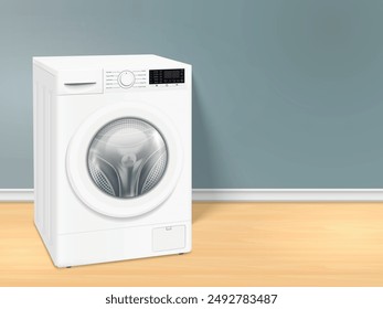 White washing machine in laundry room