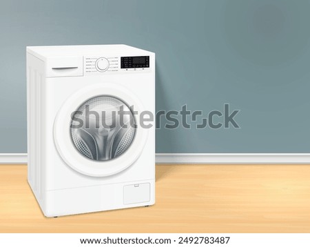 White washing machine in laundry room