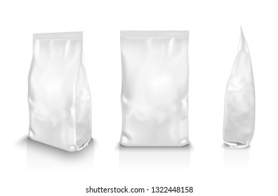 White washing powder packaging. Sachet for bread, coffee, sweets and cookies.