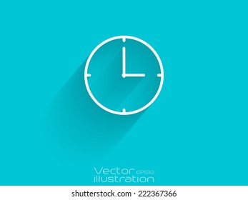 White watch icon on blue background - EPS10