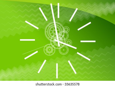 White watch on the green background.