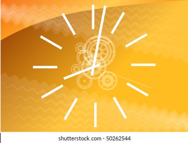 White watch on the orange background
