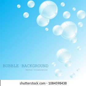 White water bubbles with reflection set on transparent background