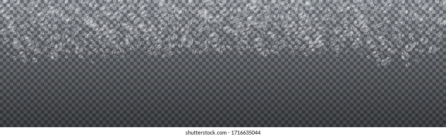 White water bubbles with reflection set on transparent background, set of transparent realistic colorful soap bubbles, vector illustration, eps 10.