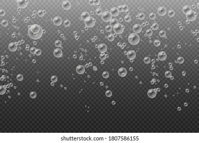 White water bubbles with reflection set on transparent background, set of transparent realistic colorful soap bubbles, vector illustration, eps 10.