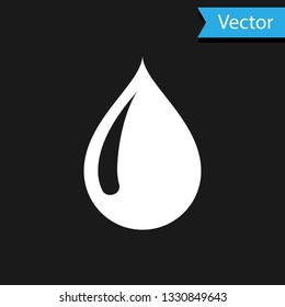 White Water drop icon isolated on black background. Vector Illustration