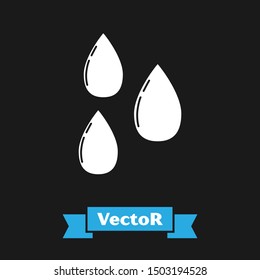 White Water drop icon isolated on black background.  Vector Illustration