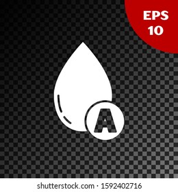 White Water drop icon isolated on transparent dark background.  Vector Illustration