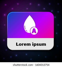 White Water drop icon isolated on black background. Rectangle color button. Vector Illustration