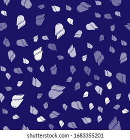 White Water drop icon isolated seamless pattern on blue background.  Vector Illustration