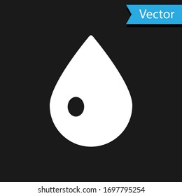 White Water drop icon isolated on black background. Vector Illustration