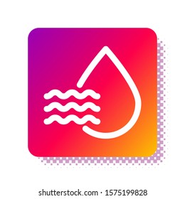 White Water drop percentage icon isolated on white background. Humidity analysis. Square color button. Vector Illustration