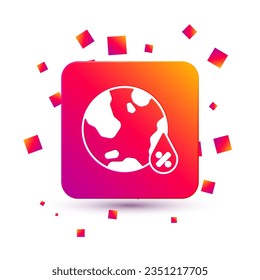 White Water drop percentage icon isolated on white background. Humidity analysis. Square color button. Vector