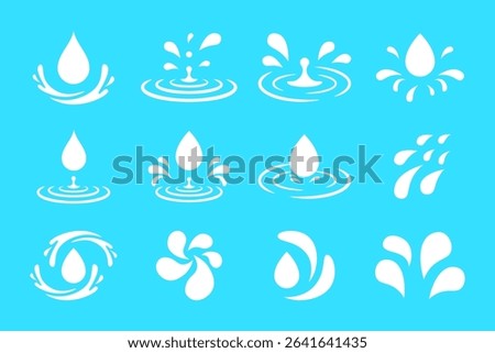 white Water Drop and Splash Icons Set – milk drop, milk splash