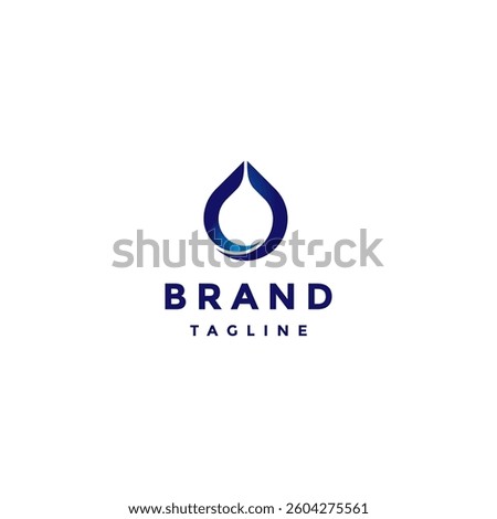 White Water Drops Inside Water Arch Logo Design. Water Drop Symbol Two Curved Lines Logo Design.
