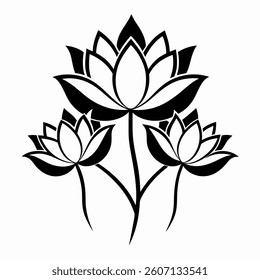 White Water Lily line vector illustration 