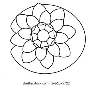 white water lotus flower line icon. vector illustration