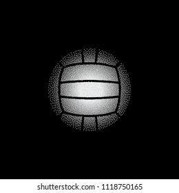 White water polo ball silhouette with dots texture isolated on black background