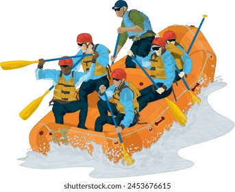 White Water Rafting Boat with People