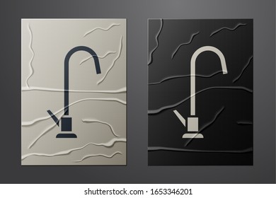 White Water tap icon isolated on crumpled paper background. Paper art style. Vector Illustration
