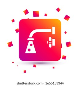 White Water tap icon isolated on white background. Square color button. Vector Illustration
