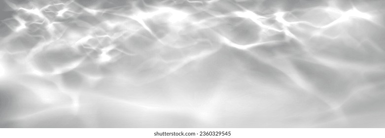 White water wave light surface overlay background. 3d clear ocean surface pattern with reflection effect backdrop. Marble desaturated texture. Sunny aqua ripple movement with shiny refraction