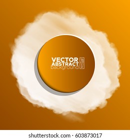 White watercolor cloud, colour circle on color background for design. Vector illustration
