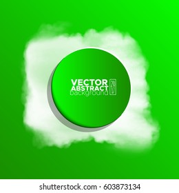 White watercolor cloud, colour circle on color background for design. Vector illustration