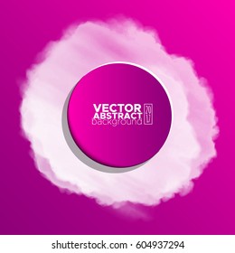 White watercolor cloud, colour circle on color background for design. Vector illustration