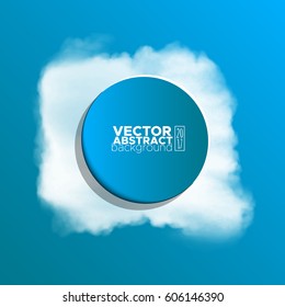 White watercolor cloud, colour circle on color background for design. Vector illustration