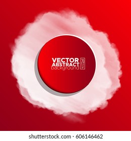 White watercolor cloud, colour circle on color background for design. Vector illustration