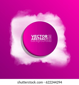 White watercolor cloud, colour circle on color background for design. Vector illustration
