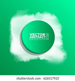 White watercolor cloud, colour circle on color background for design. Vector illustration