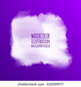 White watercolor cloud on color background for design. Vector illustration