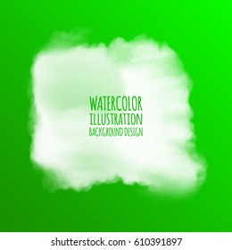 White watercolor cloud on color background for design. Vector illustration