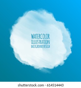 White watercolor cloud on color background for design. Vector illustration