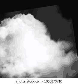 white watercolor cotton cloud pattern on black background, vector illustration