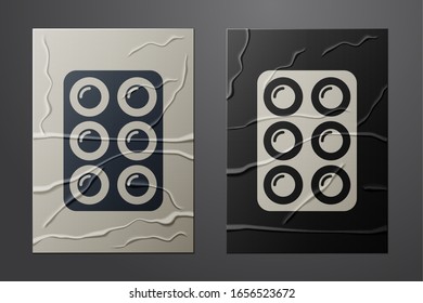 White Watercolor paints in box icon isolated on crumpled paper background. Paper art style. Vector Illustration